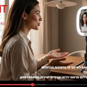 ערכת רינג תאורה 15 ס״מ עם חצובה לטלפון