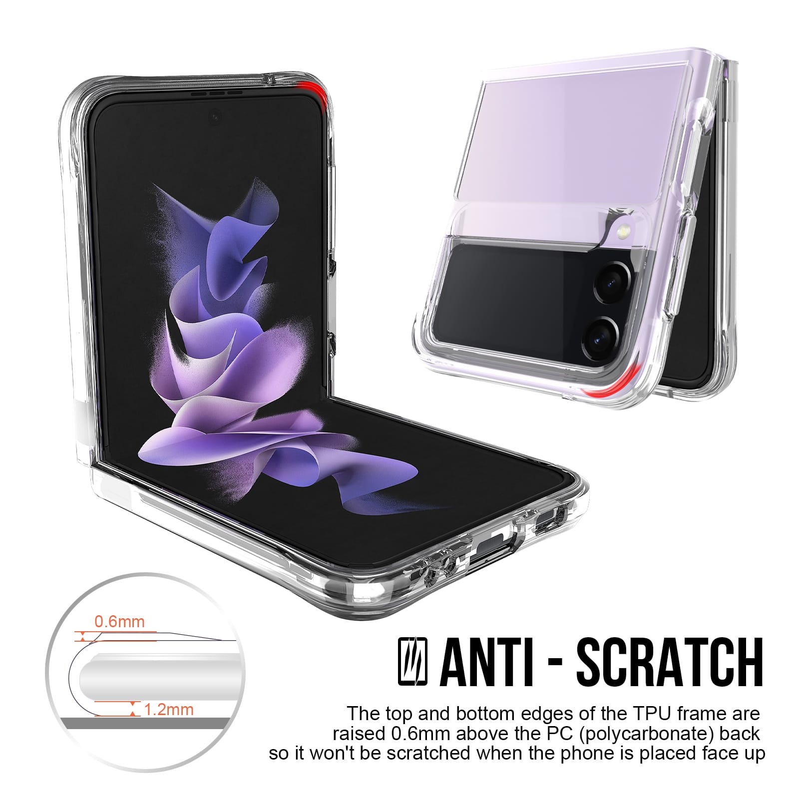 ⁦מגן שקוף גב קשיח Samsung Galaxy Flip 3⁩ – תמונה ⁦3⁩