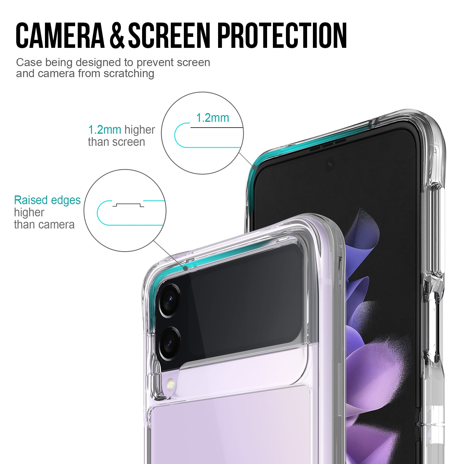 ⁦מגן שקוף גב קשיח Samsung Galaxy Flip 3⁩ – תמונה ⁦4⁩